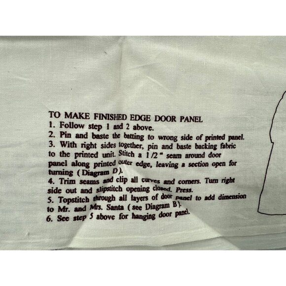 Mr. & Mrs. Santa Claus Door Panel Sewing Kit 35”x 59" With Instructions - Picture 3 of 7